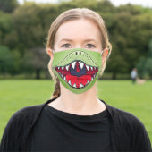 T-rex Dinosaur Mouth Kids Cartoon Green Adult Cloth Face Mask (Outside)