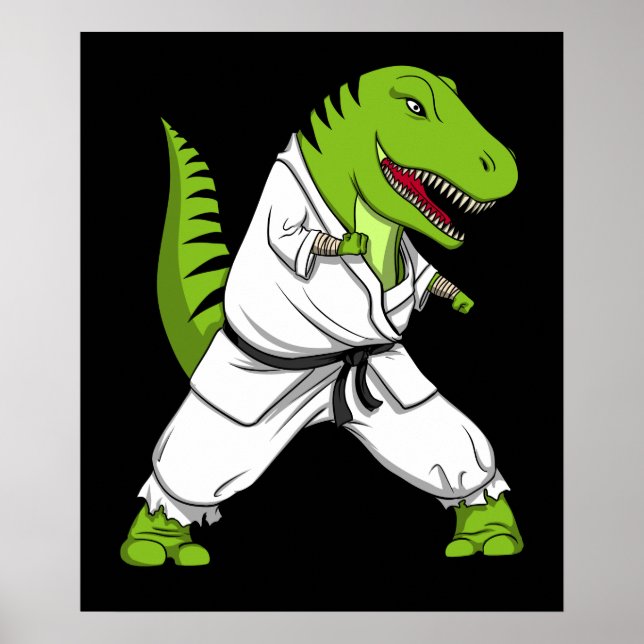 T-Rex Dinosaur Ninja Martial Arts Karate Poster (Front)