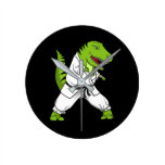 T-Rex Dinosaur Ninja Martial Arts Karate Round Clock T-Rex Dinosaur Ninja Martial Arts Karate Round Clock