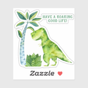 *~* T-Rex Dinosaur Palm Tree Roaring Good Life Sticker