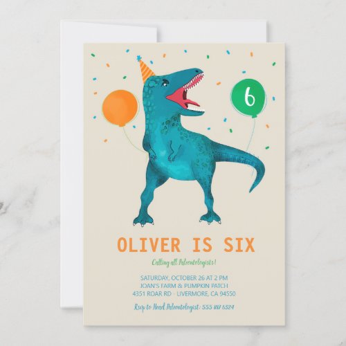 T_Rex Dinosaur Party Animal Birthday Party Invitation