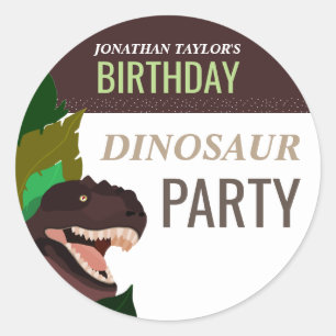 T Rex Dinosaur Party Children's Birthday Classic Round Sticker