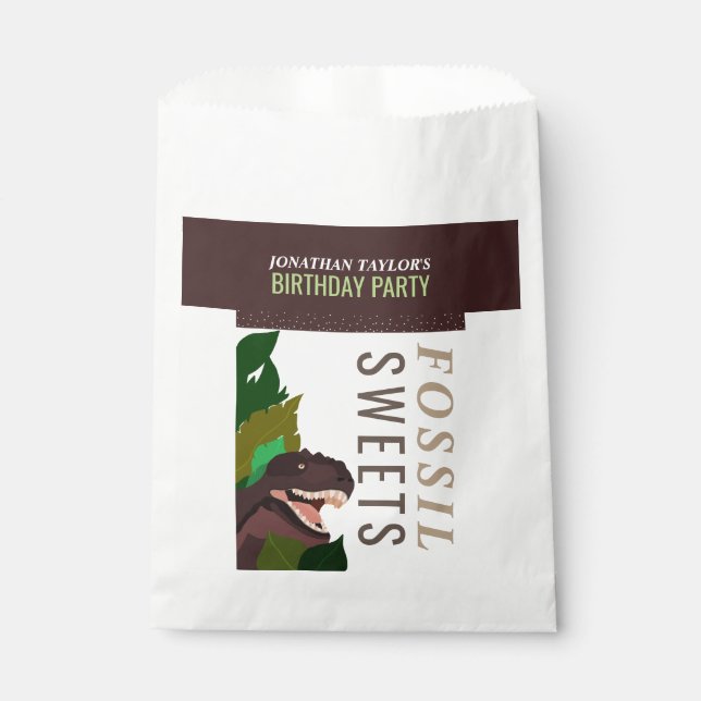 T Rex Dinosaur Party Children's Birthday Favor Bag (Front)