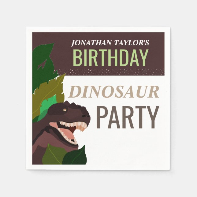 T Rex Dinosaur Party Children's Birthday Paper Napkins (Front)
