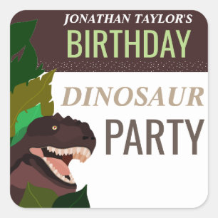 T Rex Dinosaur Party Children's Birthday Square Sticker
