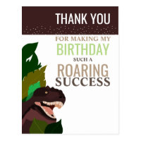 T Rex Dinosaur Party Children's Birthday Thank You Postcard