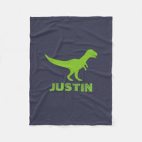 T rex dinosaur personalized fleece blanket for kid