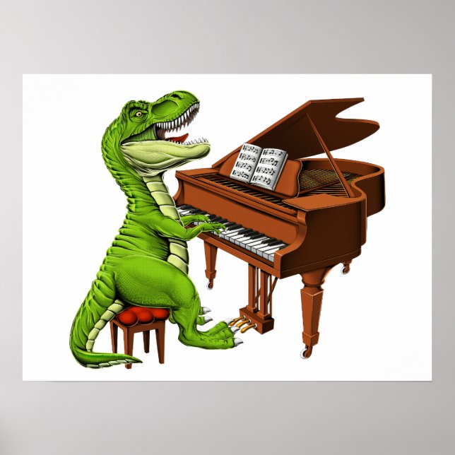T-Rex Dinosaur Pianist Poster (Front)