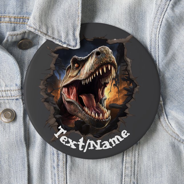 T Rex Dinosaur Pinback Button (In Situ)