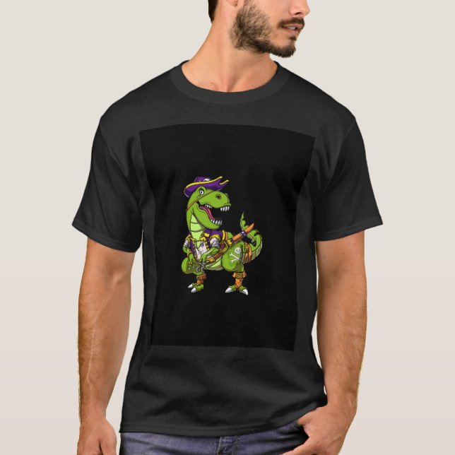 T-Rex Dinosaur Pirate T-Shirt (Front)