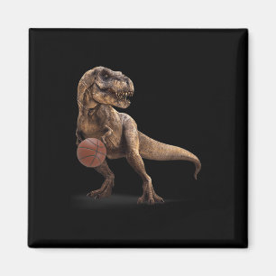 T Rex Dinosaur Playing Sketll Funny Dinosaur Hoops Magnet