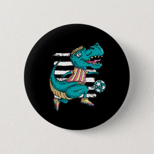 T-rex Dinosaur Plays Soccer - Trex Design Button