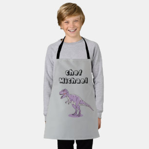 T-rex dinosaur print custom name apron