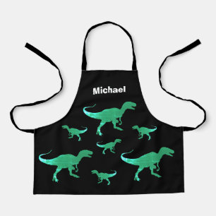 T-rex dinosaur print custom name  apron