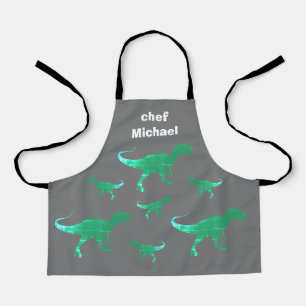 T-rex dinosaur print custom name  apron