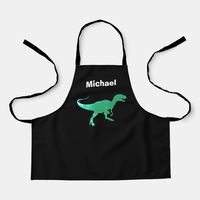 T-rex dinosaur print custom name  apron (Front)