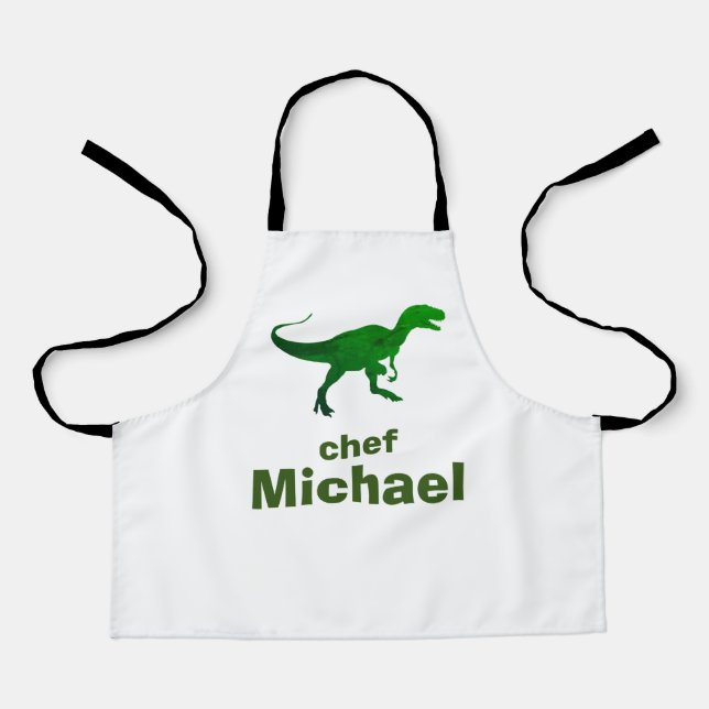 T-rex dinosaur print custom name  apron (Front)