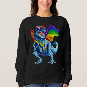 T Rex Dinosaur Rainbow Flag Lgbt Lesbian Gay Pride Sweatshirt