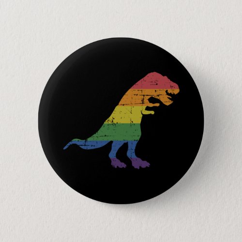 T_Rex dinosaur rainbow flag pride month awareness Button