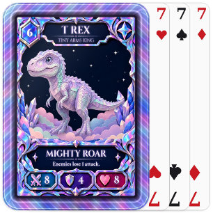 T Rex Dinosaur, Rainbow Foil Art Poker Cards
