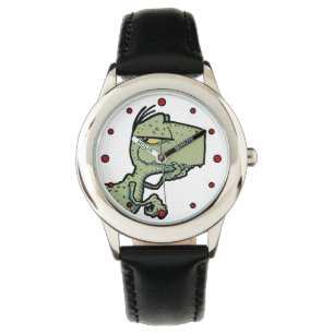 T-Rex Dinosaur Red Green Cartoon Kids Watch