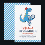 T-Rex Dinosaur Ride Bicycle Kids Boys Birthday Invitation<br><div class="desc">Cute design for kids,  boys or girls who love sports car,  race car,  racing games,  dinosaur and T-rex. Perfect for race car theme birthday party. You can customize the wording to fit other occasions.</div>