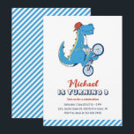T-Rex Dinosaur Ride Bicycle Kids Boys Birthday Invitation<br><div class="desc">Cute design for kids,  boys or girls who love sports car,  race car,  racing games,  dinosaur and T-rex. Perfect for race car theme birthday party. You can customize the wording to fit other occasions.</div>