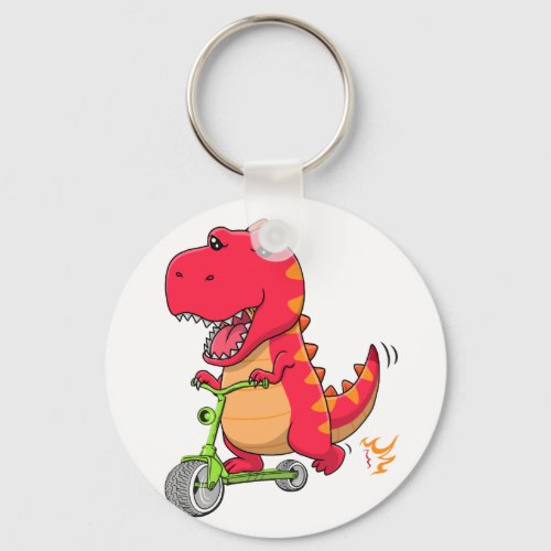  T_rex Dinosaur Riding A Scooter  Keychain