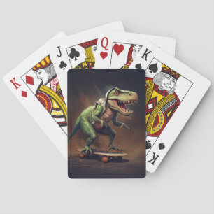 T-Rex Dinosaur Riding a Skateboard Poker Cards