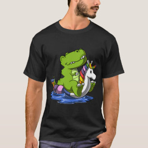 T-Rex Dinosaur Riding Unicorn Float T-Shirt