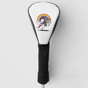 T-Rex Dinosaur Riding Unicorn Rainbow Funny Golf Head Cover