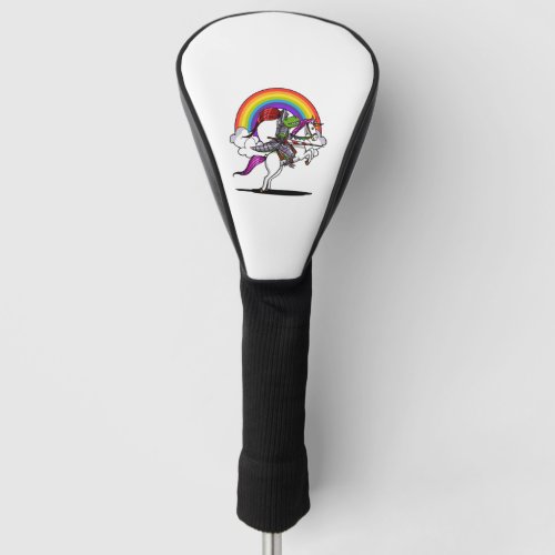 T_Rex Dinosaur Riding Unicorn Rainbow Funny Golf Head Cover