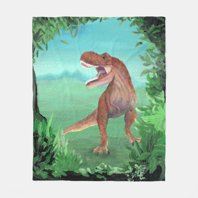 T-Rex Dinosaur Roar Fleece Blanket (Front)