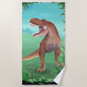 T-Rex Dinosaur Roars Beach Towel