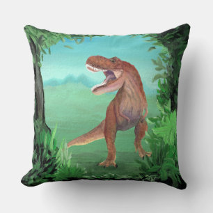 T-Rex Dinosaur Roars Throw Pillow
