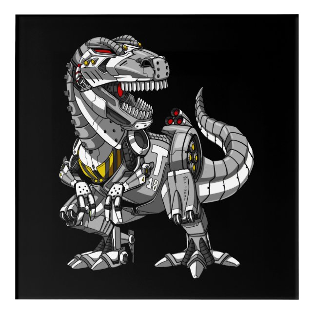 T-Rex Dinosaur Robot Monster Boys Kids Acrylic Print (Front)