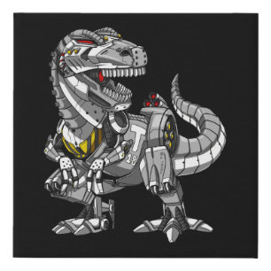 T-Rex Dinosaur Robot Monster Boys Kids Faux Canvas Print