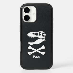 T. rex Dinosaur Skull and Crossbones iPhone 16 Case