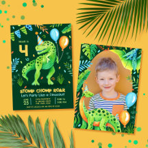 T Rex Dinosaur Stomp Chomp Roar Boy Photo Birthday
