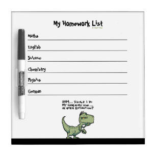 T-Rex Dinosaur Student's Homework To Do List Dry Erase Board