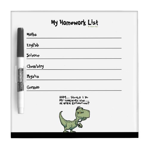 T_Rex Dinosaur Students Homework To Do List Dry Erase Board