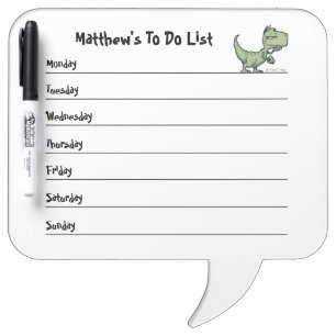 T-Rex Dinosaur Student's Homework To Do List Dry Erase Board
