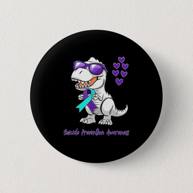 T-rex Dinosaur Suicide Prevention Awareness Day Di Button (Front)