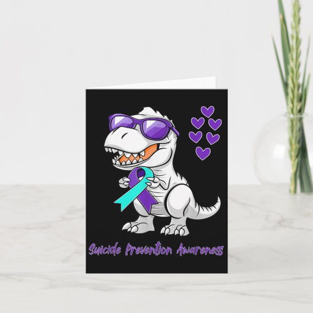 T-rex Dinosaur Suicide Prevention Awareness Day Di Card (Front)