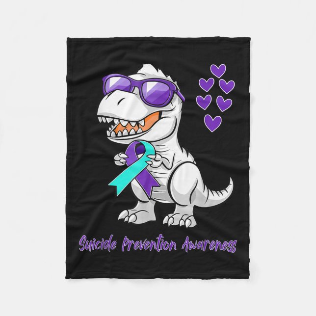 T-rex Dinosaur Suicide Prevention Awareness Day Di Fleece Blanket (Front)