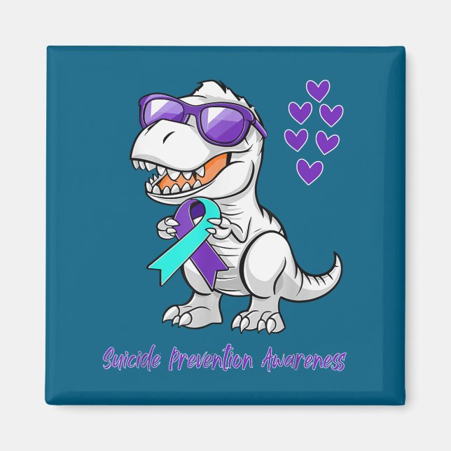 T-rex Dinosaur Suicide Prevention Awareness Day Di Magnet (Front)