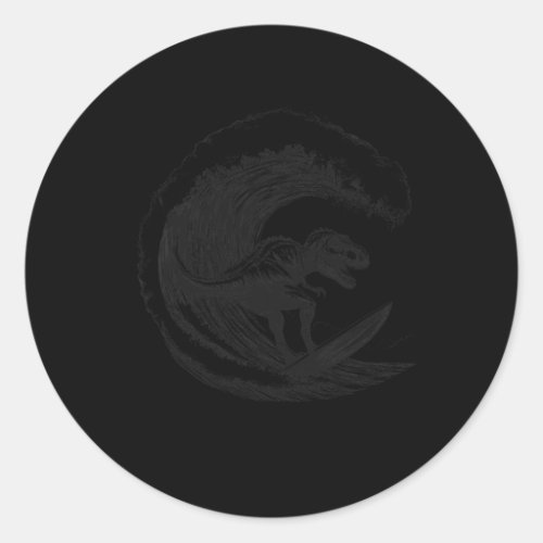 T-rex Dinosaur Surfing Surf Surfboard Surfer  Classic Round Sticker