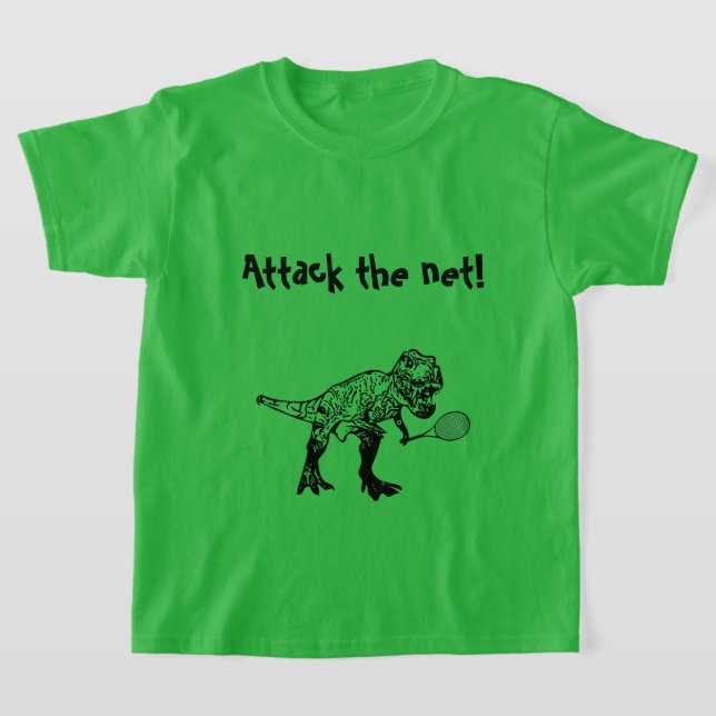 T-Rex Dinosaur Tennis Player With Text T-Shirt (Laydown)