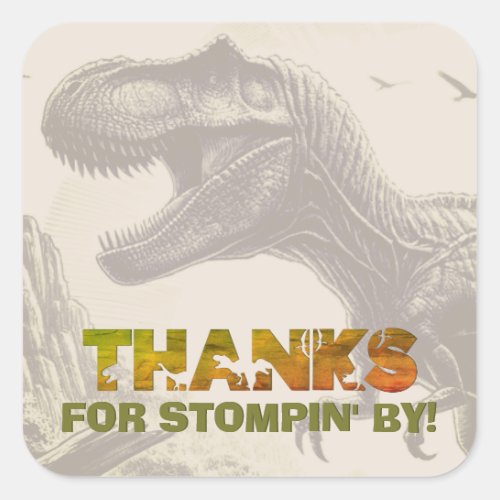 T_rex Dinosaur Thank You Square Sticker