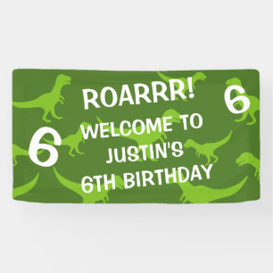 T-rex dinosaur theme Birthday party welcome banner